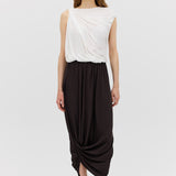 CHOCOLATE JERSEY RIPPLE SKIRT