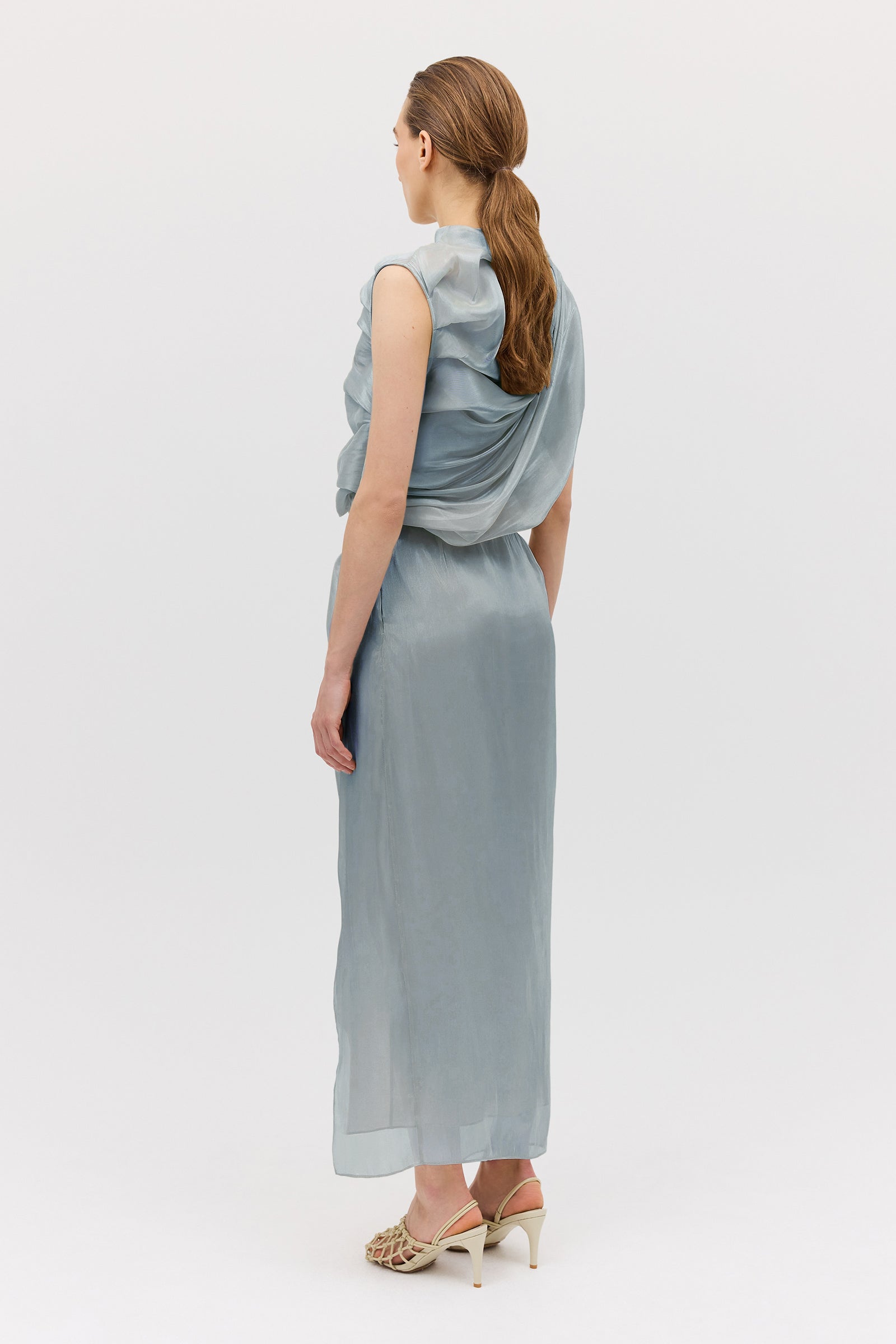 BLUE LIQUID ORGANZA TUMBLE TOP