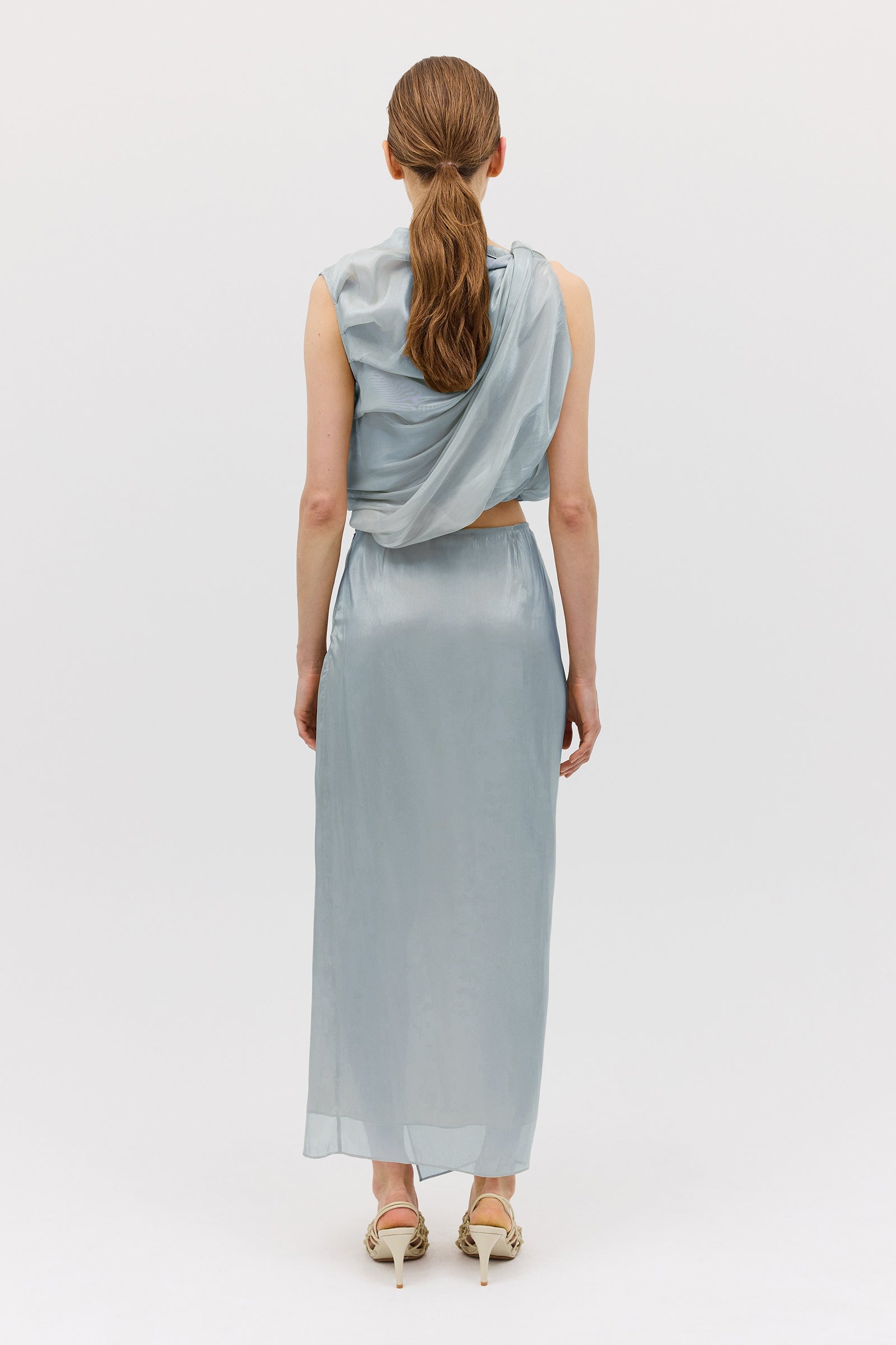 BLUE LIQUID ORGANZA TUMBLE TOP