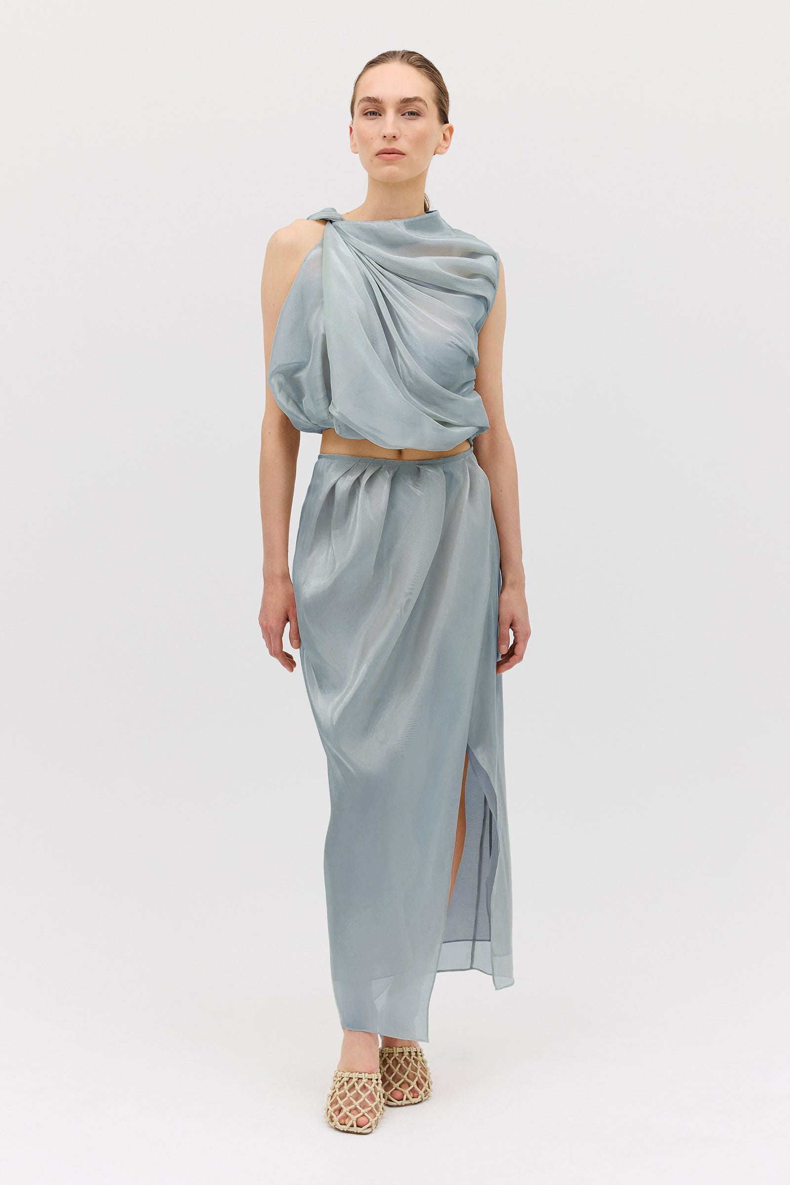 BLUE LIQUID ORGANZA DRIFT SKIRT