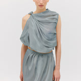 BLUE LIQUID ORGANZA TUMBLE TOP