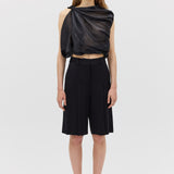 BLACK SATIN SUITING SURGES SHORT