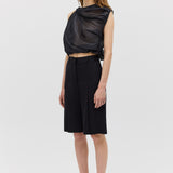 BLACK SATIN SUITING SURGES SHORT