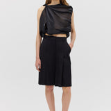 BLACK SATIN SUITING SURGES SHORT