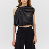 BLACK LIQUID ORGANZA TUMBLE TOP