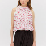 RED POLKA DOT CHIFFON EMERGE TOP