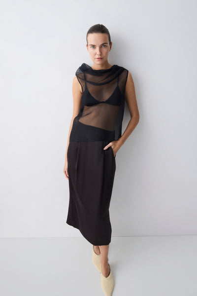 BLACK ORGANZA CEZANNE TOP – Bianca Spender