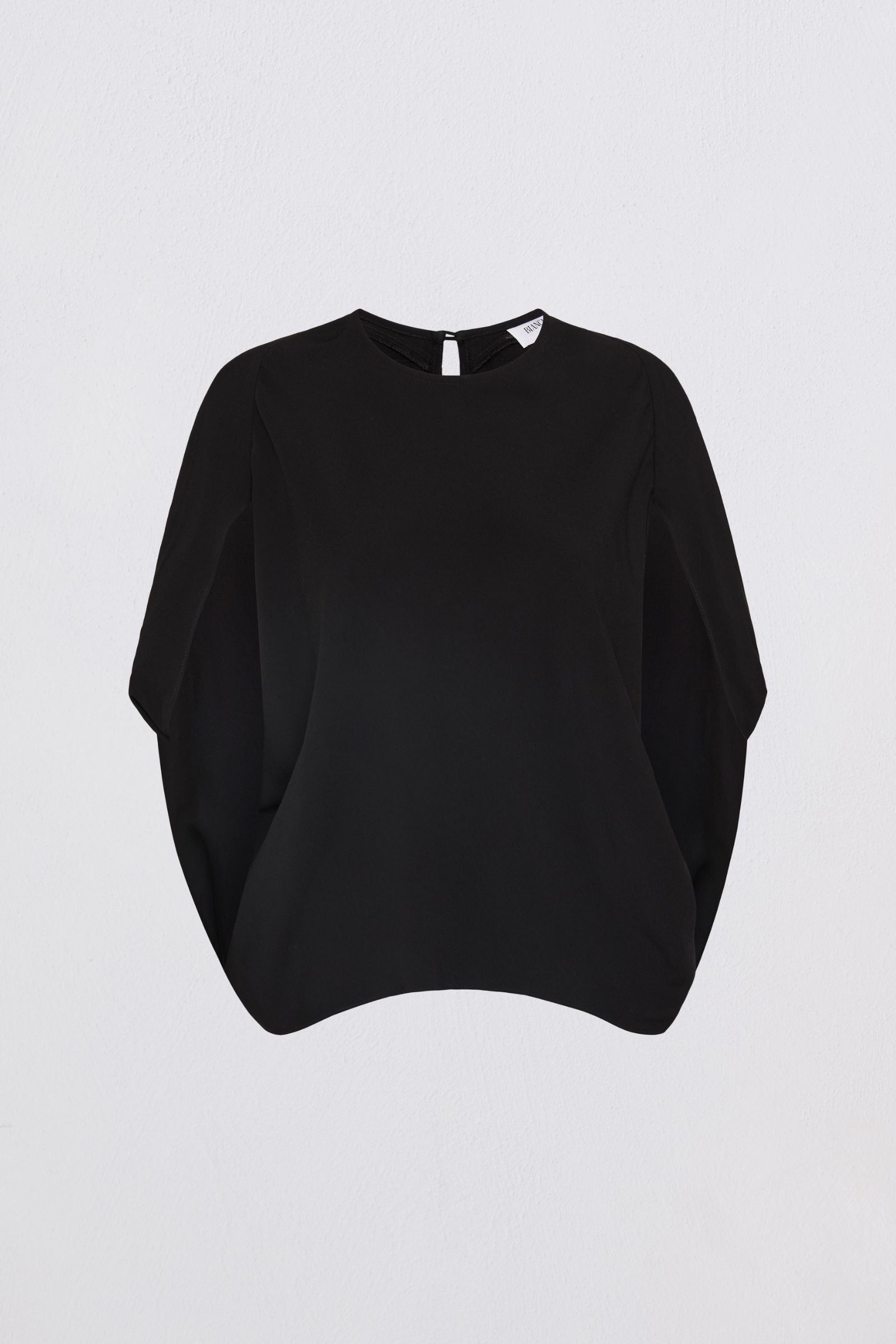 BLACK CREPE CRAWFORD TOP