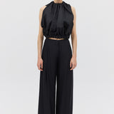 BLACK COTTON METAL EMERGE TOP