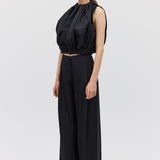 BLACK COTTON METAL EMERGE TOP