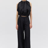 BLACK COTTON METAL EMERGE TOP