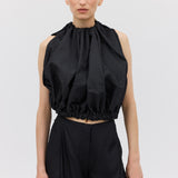 BLACK COTTON METAL EMERGE TOP