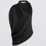 BLACK SATIN INFINITE TOP
