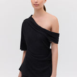 BLACK CRINKLE GALEA TOP