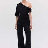 BLACK CRINKLE RAY PANT