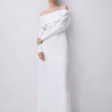 IVORY SATIN CREPE BIJOU GOWN