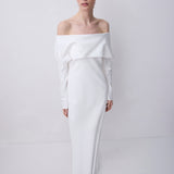 IVORY SATIN CREPE BIJOU GOWN