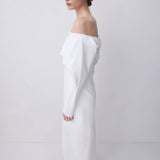 IVORY SATIN CREPE BIJOU GOWN