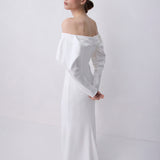 IVORY SATIN CREPE BIJOU GOWN