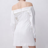 IVORY SATIN CREPE BIJOU MINI DRESS