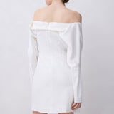 IVORY SATIN CREPE BIJOU MINI DRESS