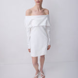 IVORY SATIN CREPE BIJOU MINI DRESS