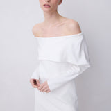 IVORY SATIN CREPE BIJOU MINI DRESS