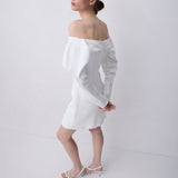 IVORY SATIN CREPE BIJOU MINI DRESS