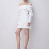 IVORY SATIN CREPE BIJOU MINI DRESS