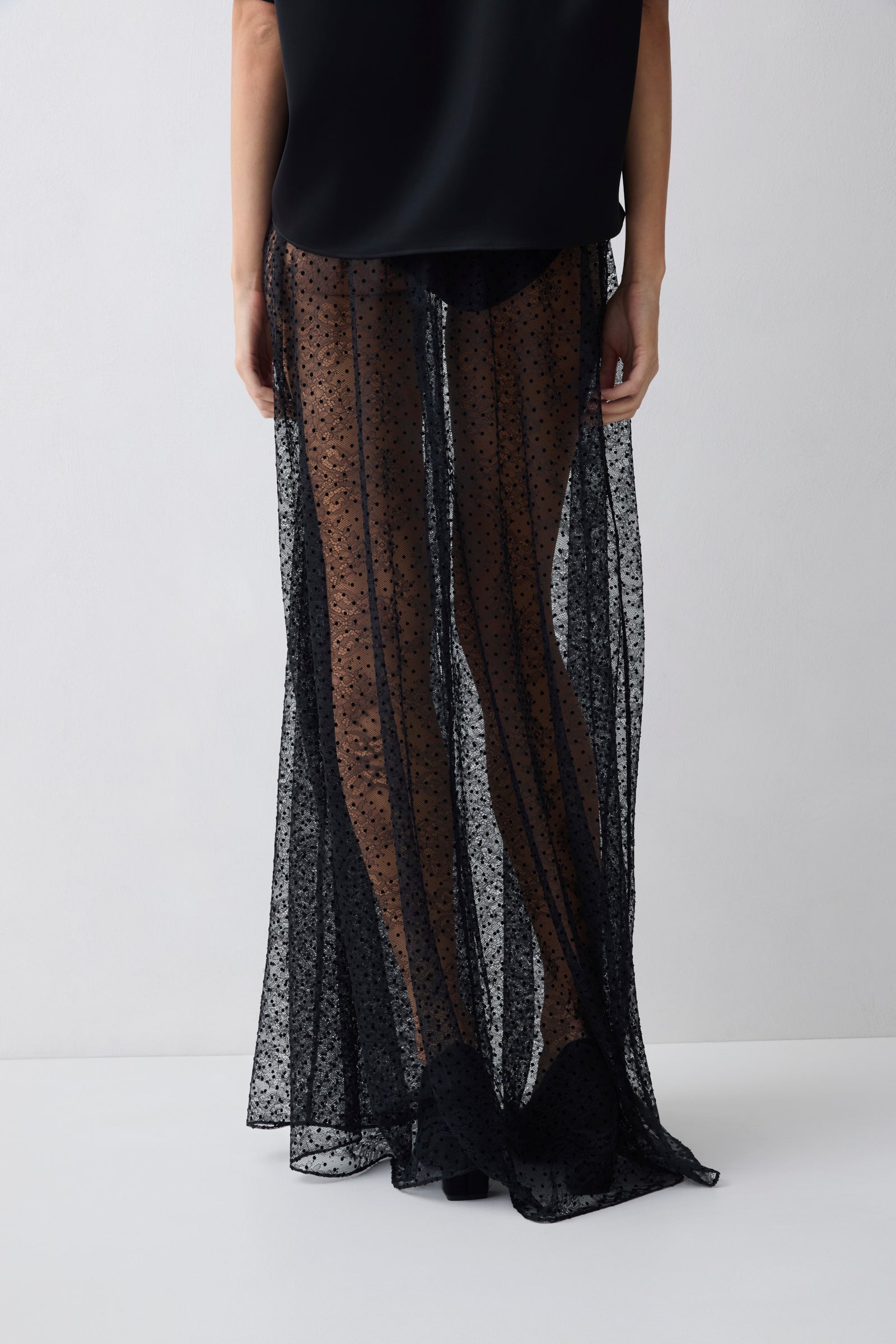 BLACK SPOT LACE RENEWAL SKIRT
