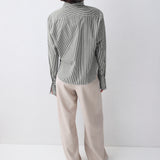 BLACK STRIPE COTTON RISE SHIRT