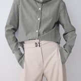 BLACK STRIPE COTTON RISE SHIRT