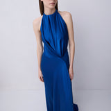 COBALT SILK SATIN ISABELLA GOWN