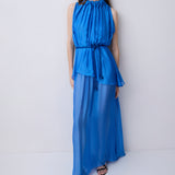 COBALT SILK CHIFFON SUBVERT DRESS