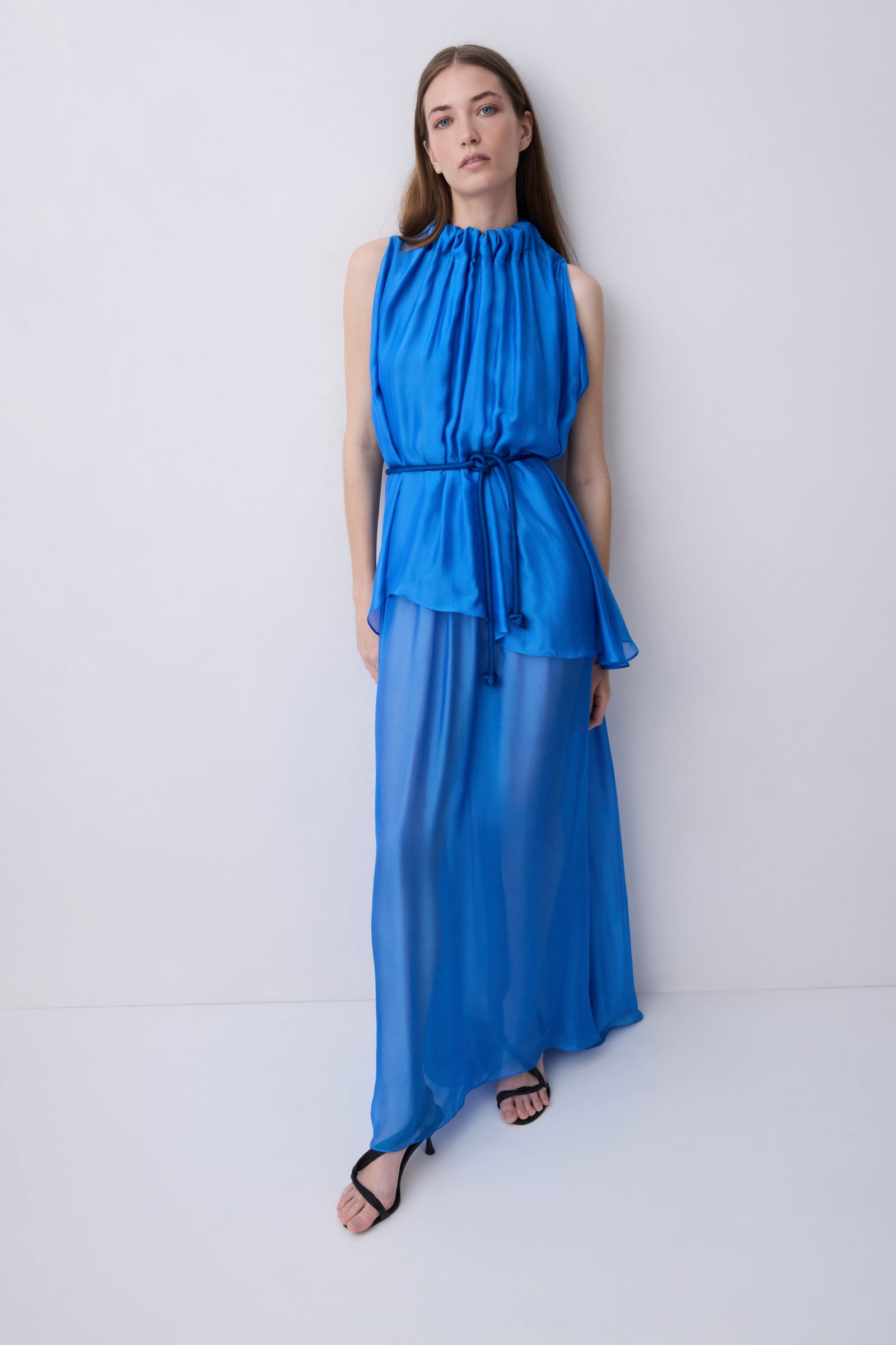 COBALT SILK CHIFFON SUBVERT DRESS