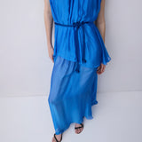 COBALT SILK CHIFFON SUBVERT DRESS