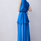COBALT SILK CHIFFON SUBVERT DRESS