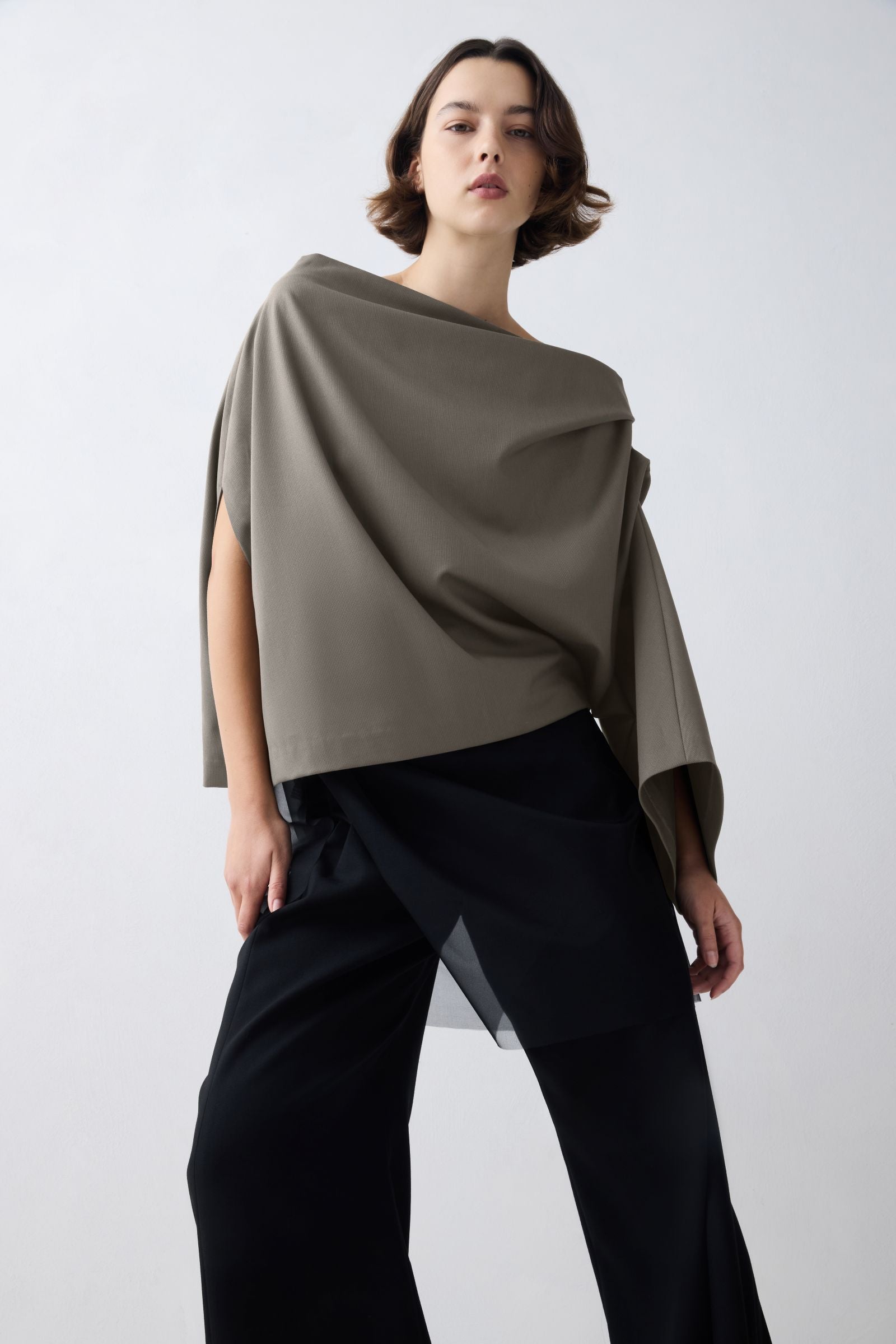BRONZE WOOL SUITING SIGNAL TOP