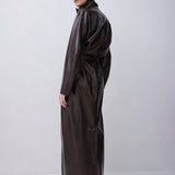 CHOCOLATE FAUX LEATHER VOID COAT