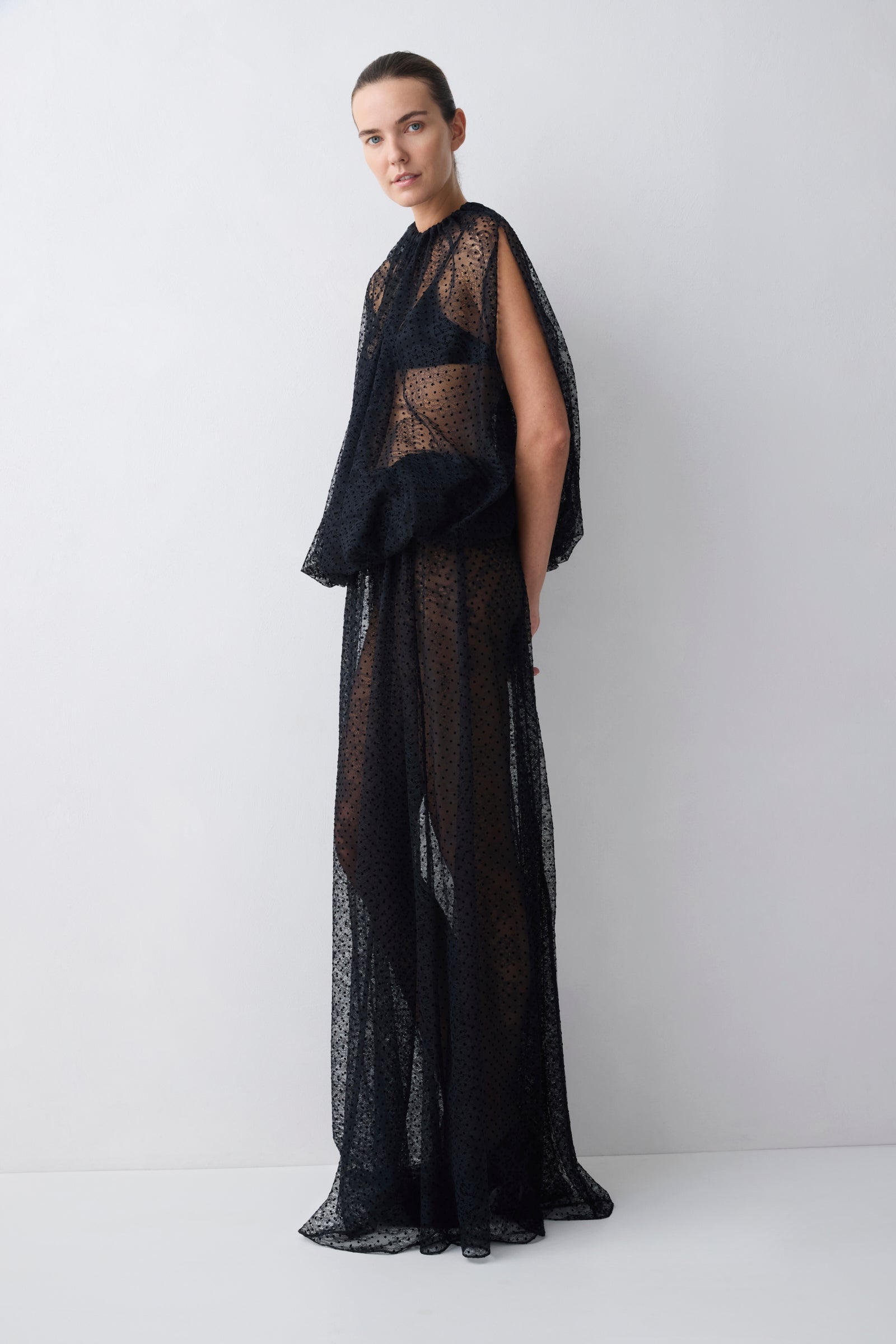 BLACK SPOT LACE GIOVANNA TOP