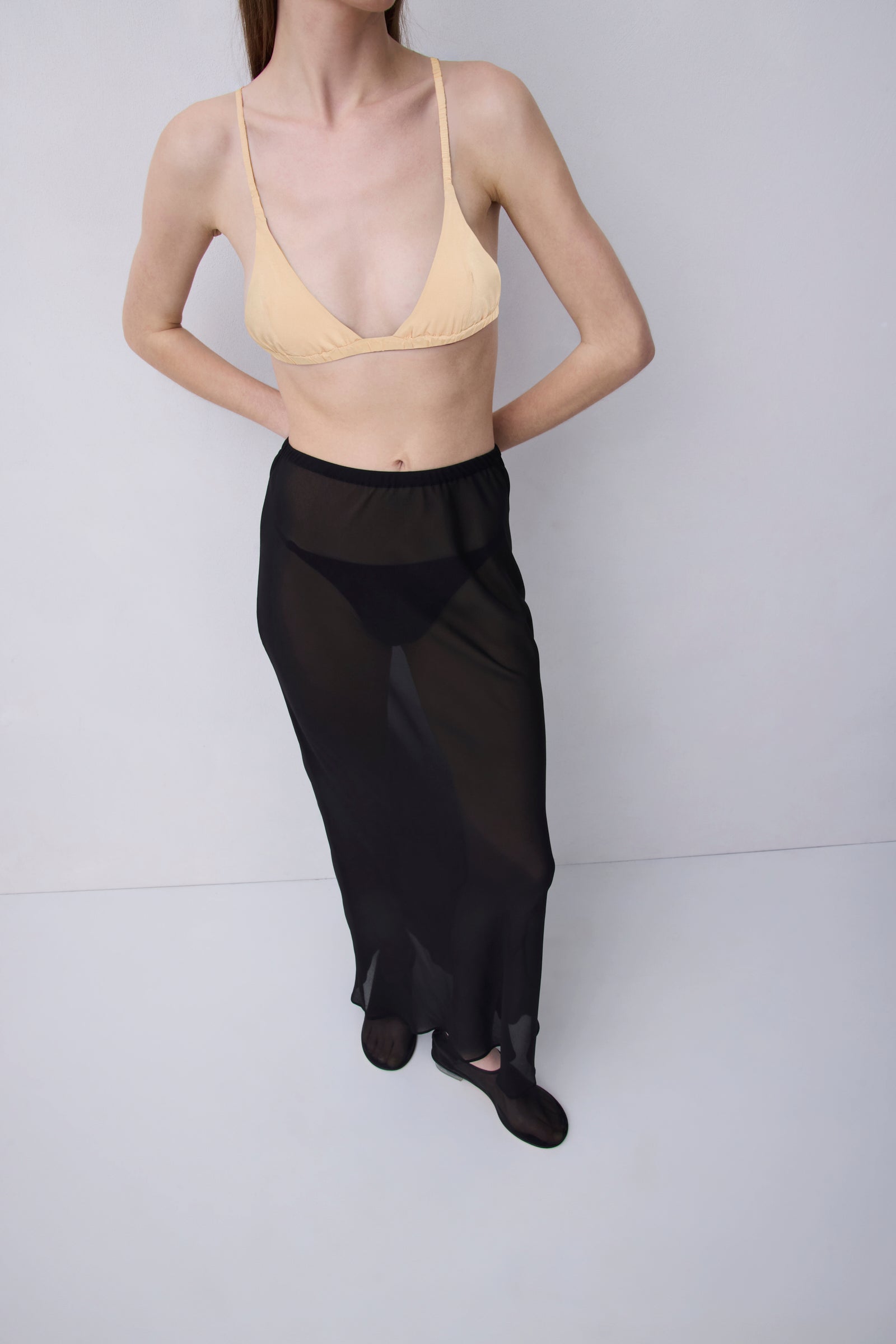 Bianca Spender Nude Crepe de Chine Unlace Bralette, minimalist silhouette, Australian designer