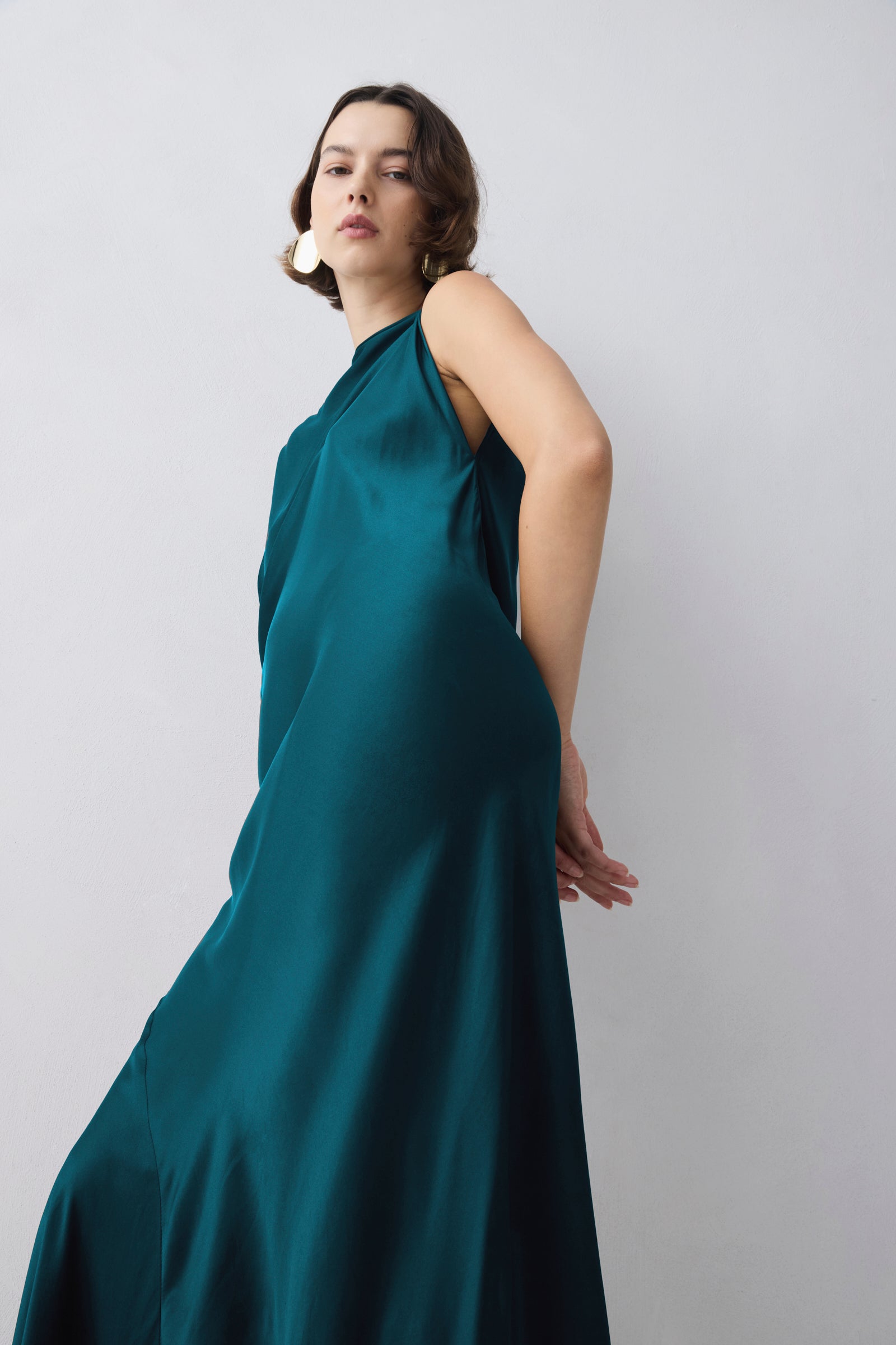 PETROL SILK ROMA GOWN – Bianca Spender