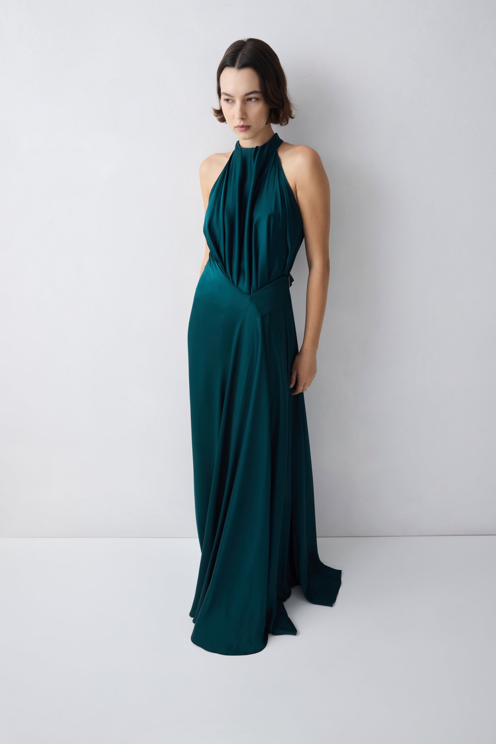 PETROL SILK SATIN  ISABELLA GOWN