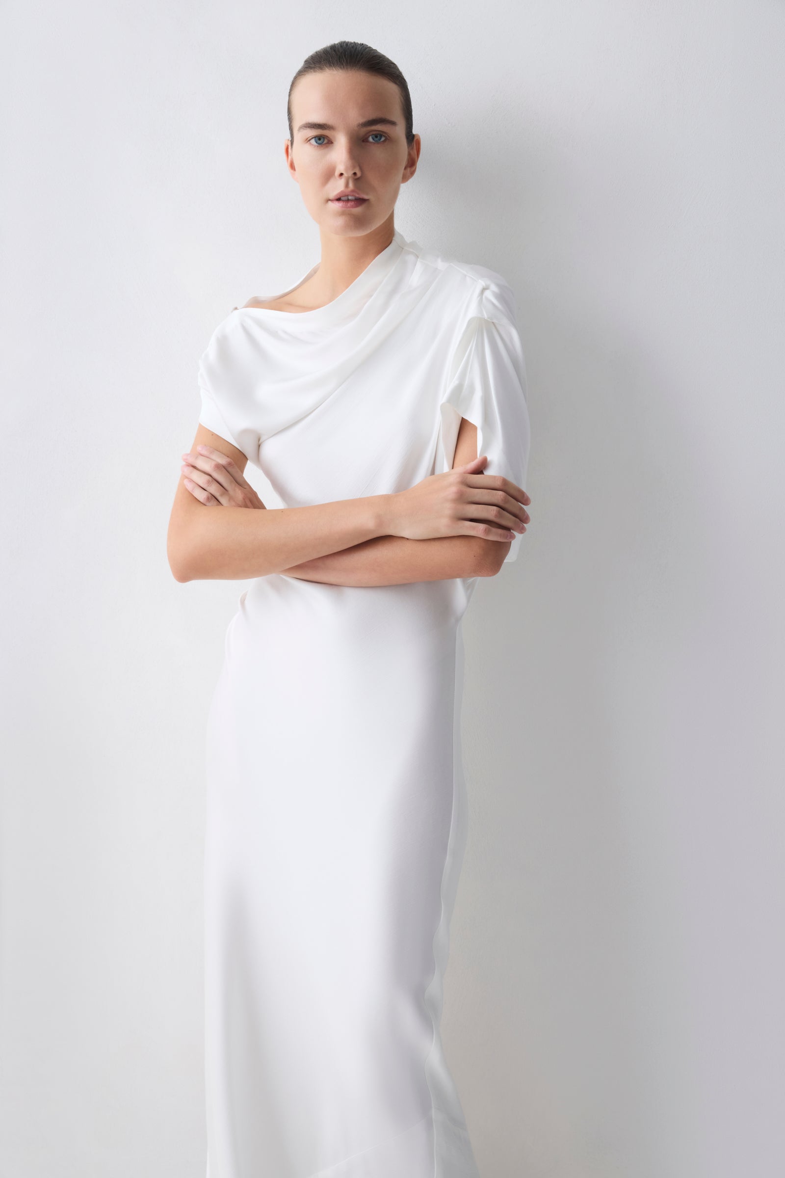 IVORY SATIN CREPE DECODE GOWN