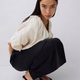 CREAM COTTON METAL BOUNDLESS TOP