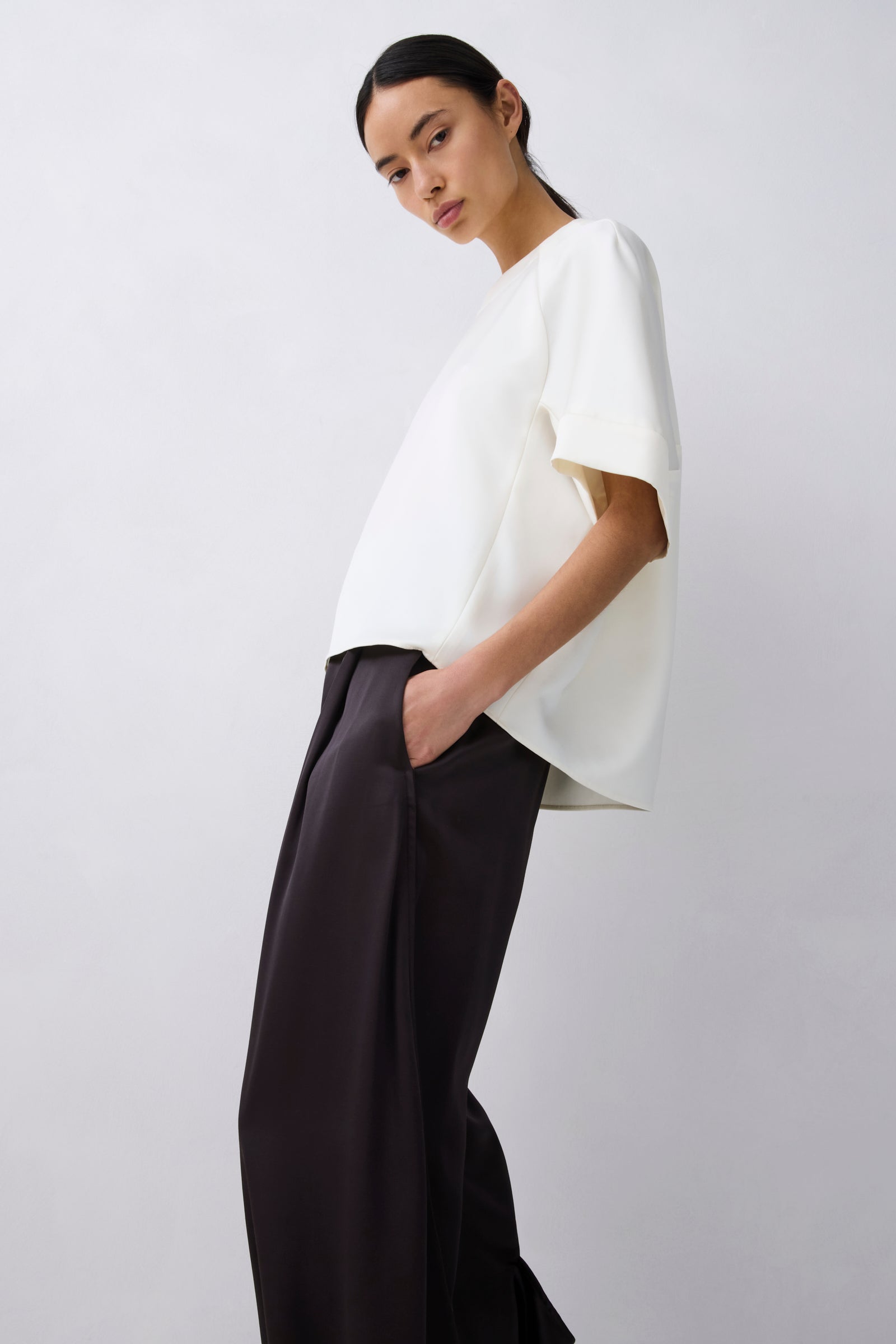 CREAM SATIN EVOLVE TOP