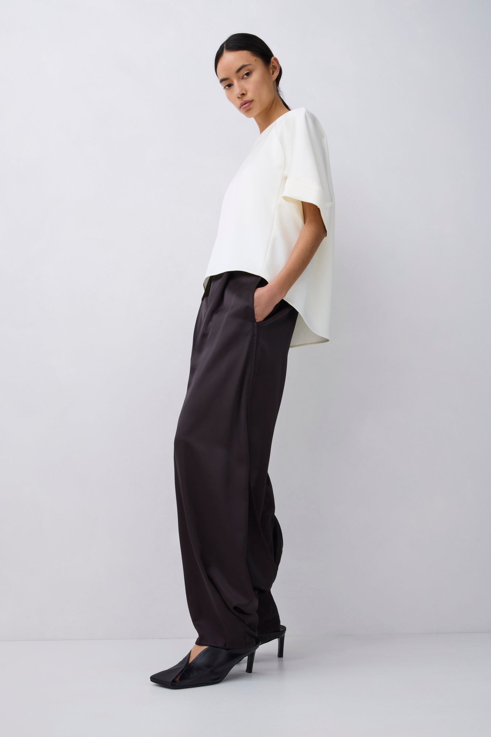 CREAM SATIN EVOLVE TOP