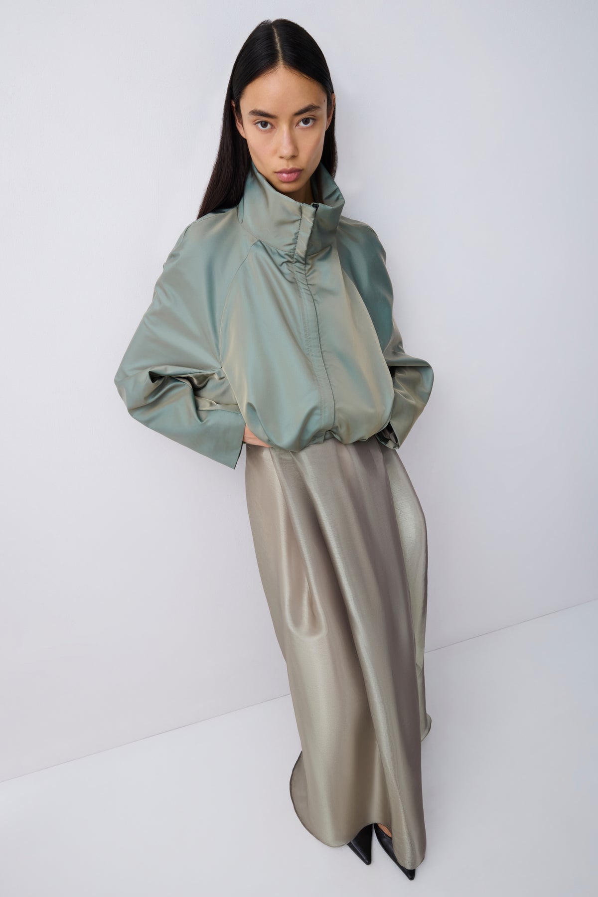 BRONZE LIQUID ORGANZA REBEL SKIRT