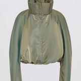 OLIVE TAFFETA AETHER BOMBER JACKET