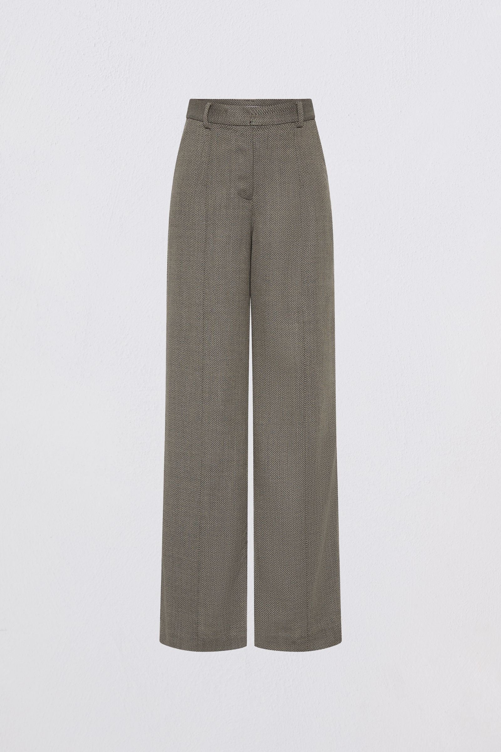 Pair of gray pants on a light gray background
